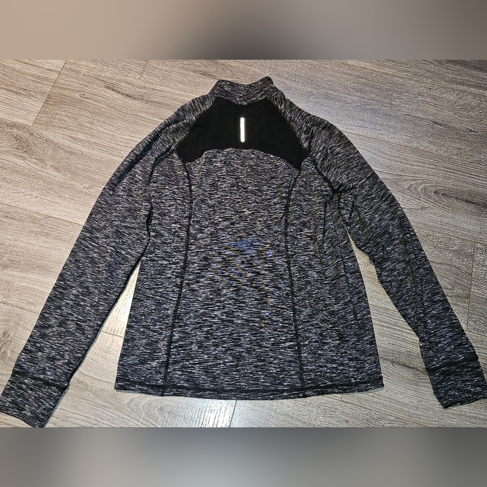 Reebok Womens Gray & Black Sheer Back Zip Up Workout Jacket Top Large